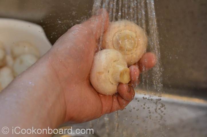 Wash in cool running water to remove dirt. {Don't soak in water as it will act like a sponge.}