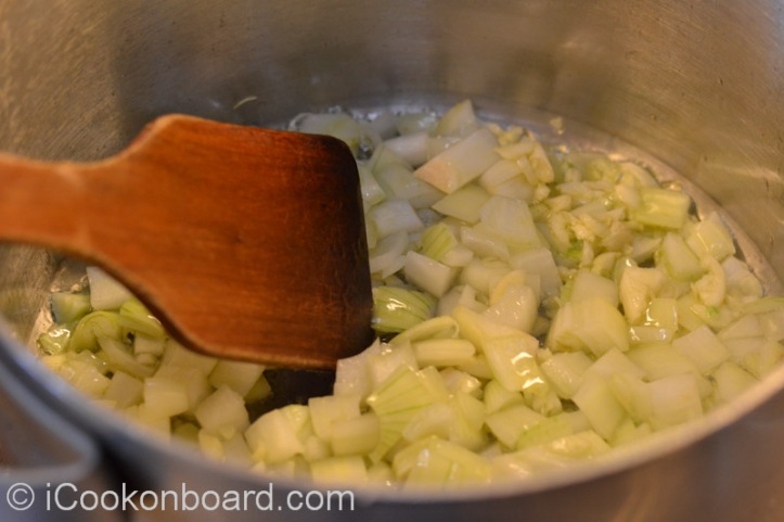 Sauté garlic and onions for a couple of minutes.