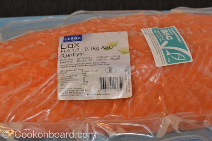 Info for CooksOnboard: We got these Salmon Fillet in Gothenborg, Sweden. Price is 121.37 SEK {$20 USD} per kilo.